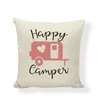 Pillow Case Happy Camping Printed Decoration Pillow Cover linen Home Sofa Throw Pillow Cases Square Cushion Cover Bedroom Decor KKB2683