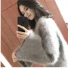 Zimowe ubrania Kobiety Grube Ciepłe Plus Size Włochate Faux Mohair Swetry i swetry Swetry Rękaw Rękaw Jersey Mujer Invierno 210520