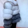 Europejski Real Fur Coat 100% Kurtka Naturalna Kobieta Zima Ciepła Skóra Fox Wysokiej Jakości Kamizelka 210928