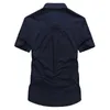 2024Plus Size 4XL Mens Summer Short Sleeve Cargo military Shirts Breathable Cool imported clothing camisa social masculina 210701