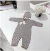 Autunno Inverno Baby Pagliaccetti Manica lunga Infantile Ragazzi Ragazze Tute Abbigliamento Autunno lavorato a maglia Neonato Bambini Onesies con cappello e coperta