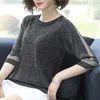 Kobiety Wiosna Jesień Swetry Sweter Lady Casual V-Neck Połowa Rękaw Roose Dzianiny Pullover Tops Sweter ZZ0244 X0721