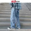 Lappster Men Beatwork Harajuku Y2k Beaggy Jeans Японская уличная одежда Хип-хоп Широкая нога Джинсовые брюки плюс размер гарема 220308
