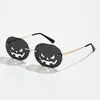 Rimless Pumpkin Shape Sunglasses Women Men 2021 Oval Alloy Hollow Sun Glasses Female Halloween Punk Eyeglasses Oculos9843169