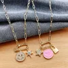 Zhini Luxury Aaa Zircon Crystal Statement Choker Necklaces for Women Simple Cute Smiley Pendant Necklace Jewelry Collares