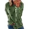 여성 캐주얼 느슨한 티셔츠 긴 소매 다섯 뾰족한 별 인쇄 봄 가을 최고 티 O 넥 코튼 스웨터 플러스 크기 210522