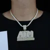 Kedjor 2021 anländer isad Bling CZ Letters ATM Addicted in Money Pendant Necklace 5A Cubicz Zircon Hiphop Tennis Chain Jewelry4773392