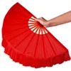 41 cm solide schwarz-rote faltbare Handfächer zum Basteln, Tanzen, Aufführen, Hochzeit, Party, Souvenir, Dekoration