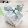 Forme de diamant européen Style de forêt verte Boîtes de bonbons Faveurs de mariage Papier Bomboniere Merci Boîte cadeau Boîte de chocolat 50pcs 211108