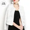 Kvinnorjackor Kvinnor Autumn Spring Fashion Women Black White Lace Long Sleeve Coats and Fall Kvinnliga kvinnor 3xl 4xl Elegant Short