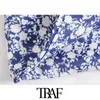 TRAF Women Fashion Floral Print Cropped Tank Tops Vintage Backless Taille Side Zipper Dunne riemen Vrouwelijke Camis Mujer 210625