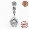 925 Sterling Prata Umbigo Piercing Cúbico Zircão Moda Bell Botão Anel Corpo Para Wmen Jewelry