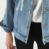 Mulheres Basic Revestimento Denim Jaqueta Inverno para Jeans Loose Fit Estilo Casual 210922