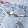 Women 100% Cotton Oversized Short Denim Jacket Turn-down Collar Jean for Vintage printing pocket Coat Female 210428