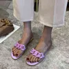 Pantofole da donna nuovi sandali estivi catena sexy femminile trasparente da esterno da donna piatto di grandi dimensioni casual spiaggia diapositive multi colore 220304