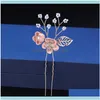 Bandeaux bijoux mode rose bleu fleur épingles perles strass peignes bal mariée accessoires de mariage feuilles d'or bijoux de cheveux livraison directe