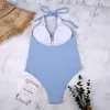 Halter maillots de bain femmes Sexy dos ouvert une pièce maillot de bain femme taille haute maillot de bain maillot de bain femmes