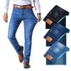 Brat Wang Classic Style Mężczyźni Marka Jeans Business Casual Stretch Slim Denim Spodnie Jasne Niebieskie Czarne Spodnie Mężczyzna 211206