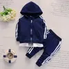 Primavera Bambino Casual Tuta Bambini Ragazzo Ragazza Cotone Giacca con cerniera Pantaloni 2 Pz / set Bambini Tempo libero Tuta sportiva Abbigliamento infantile 210908