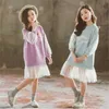 Long-sleeve Princess Girls Letter Print Mesh Sweatshirt Dress for Children's Kids Casual Dresses Q0716