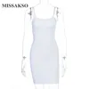 Missakso Diamond Spaghetti Strap Sommar Klänningar Bodycon Night Club Elegant Party Sexig Backless Mini Sheath Dress Women 210625