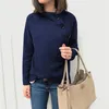 Przycisk boczny Slim Bluza Kobiety Z Długim Rękawem Casual Pullovers Topy Jesień Zima Podstawowa Bluzy Kobiet Bluzy Szare Wojsko Green Granatowy Blue 210507