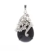 Natural Crystal Gem Angel Tear Drop Pendant Halsband Kvinnors Healing Rhinestone Flower Halsband