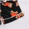 Pijamas de seda de oso de dibujos animados para niños y niñas, conjunto de dos piezas para niños, ropa suave para el hogar, traje de manga corta, camisón de dormir para niños de verano