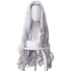 Серый парик +1 клип рога аниме косплей костюм синтетические длинные натуральные волнистые парики для девочек
