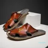 Sandales Mullers Pantoufles Designer Luxury Brand Men Summer Crocodile Modèle Mains Mocassins Véritable Cuir Appartements Sandales Plage Plage