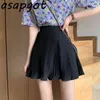 Mini Purple Slim High Waist Ruffles Pleated Skirt Women Fashion Summer Chic Korean Faldas Mujer Moda Solid Elegant Sexy Sweet 210429