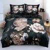 Conjuntos de cama 3D Belo conjunto de tampa de edredão de flores rosa/colcha full bouling king size 203x230cm cama de roupas de cama para meninas adultos