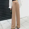 Wysoka talia miękki komfort kobiety spodnie dorywczo letnie spodnie pant lód jedwabiu pełna długość długie spodnie kobiety spodnie 210721
