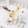 Simulation de fleur de papillon 3D, 6 têtes, Bouquet de Cymbidium artificiel pour ameublement de maison, décorations de mariage