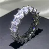 Vecalon Valuable Eternity Band Ring 925 sterling silver Diamond Cz Promise Förlovning Vigselringar för kvinnor Män Smycken