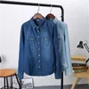 Plus Size Damenbekleidung Frühling Langarm Bluse Qualität Denim Shirt Vintage Casual Blue Jeans Shirt Camisa Femininas 210317