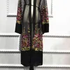 Плюс размер длинной рубашки женщины кимоно Муджера цветочные вышивка шифоновая сетка блузка кардиган одежда ROPA веренение халат Chemise Femme 210323