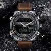 NAVIFORCE Luxusmarke Männer Armee Leder Quarzuhren Herren Casual Militär Sport Armbanduhr Männlich LED Datum Analog Digitaluhr 210517