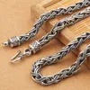 7mm Handmade Twisted Rope Chain 100% Thai Silver Necklace S925 Sterling Heavy Men Gothic Jewelry Wholesale