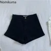 Nomikuma wysoka talia dżinsy kobiety jednolity kolor dorywczo wszystkie mecze denim spodenki letnie eleganckie koreańskie streetwear pantalones 210514