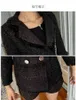 가을 겨울 패션 여자 재킷 코트 빈티지 사무실 OL 검은 술 트위드 자켓 자르기 코트 여성 210519