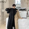 IEFB Men's clothing Design Windbreaker With Belt Personality Hit Color Patchwork Loose oversize Long Coat Male trech 9Y189 210524