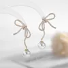 Sinzry Moda Kostium Biżuteria Koreański Stylowy Cubic Cyrkon Bowknot Pearl Vintage Dangle Kolczyki dla kobiet