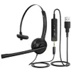 2.5mm Phone Headphones with Noise Cancelling Microphone, Single-Sided USB Home Headset with in-Line Control a22