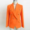 Alta Qualidade Estera Esterno Blazer Mulheres Leão Botões Duplo Jaqueta Breasted Neon Orange 211019