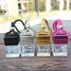 Cube Hollow Car Perfume Bottle Rearview Ornament Hanging Air Freshener Essential Oils Diffuser Fragrance Empty Glass Bottle Pendant RRA4212