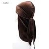 Детские дураги Unisex Solid Color Velvet Hathable Long Hail Bandana Chief Hat Turban Durag Cap Headban Headwear аксессуары для волос Be6992883