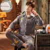 Spring Autumn Knitted Cotton Cartoon Men's Pyjamas Striped Pajamas Set Casual Male Sleepwear Pyjama Night Pijamas 3XL Homewear 210928