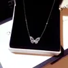 Simple Fashion Butterfly Female Pendant Necklace Shiny Crystal Wedding Ball Valentine Gift Necklaces