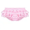 Caleçons Hommes Volants À Volants Dentelle Garniture Bloomer Sissy Sous-Vêtements Doux Brillant Satin Lingerie Culotte Ceinture Élastique Jupe